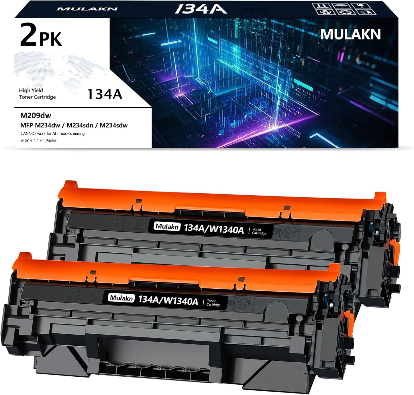 134A Black Toner Cartridge for HP LaserJet M209dw MFP 2PK