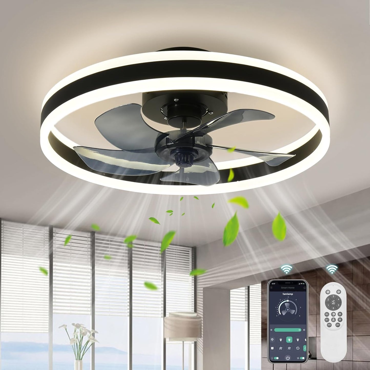Fandelier Ceiling Fans with Lights and Remote for Bedrooms