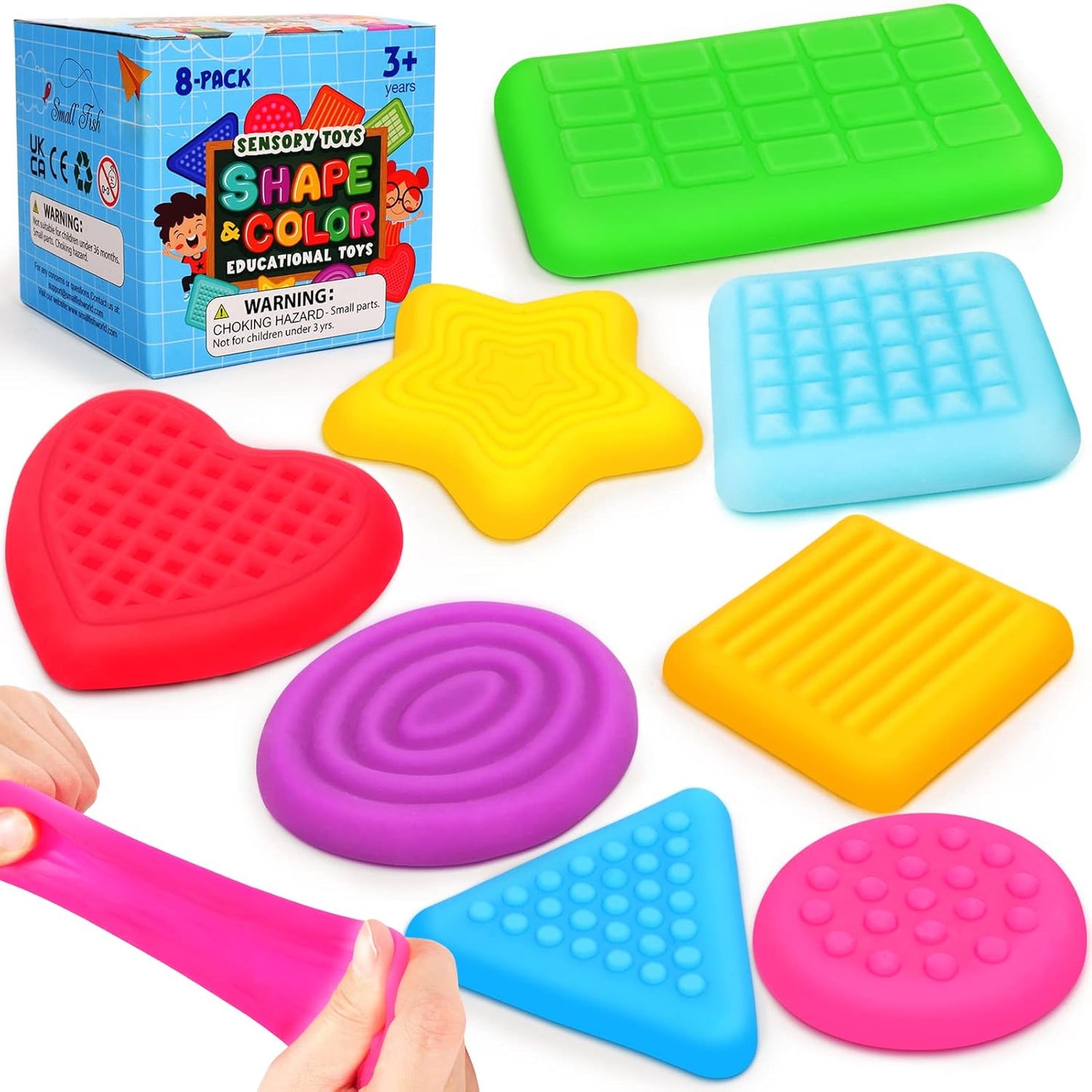 Calming Textured Sensory Toys for Autistic Kids - Pull, Stretch & Learn (8Pack)