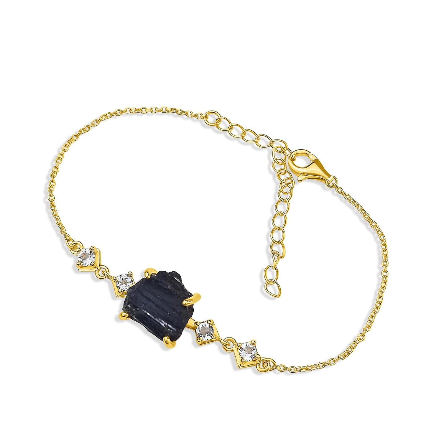 Raw Black Tourmaline Crystal Chain Bracelet for Unique Gifts