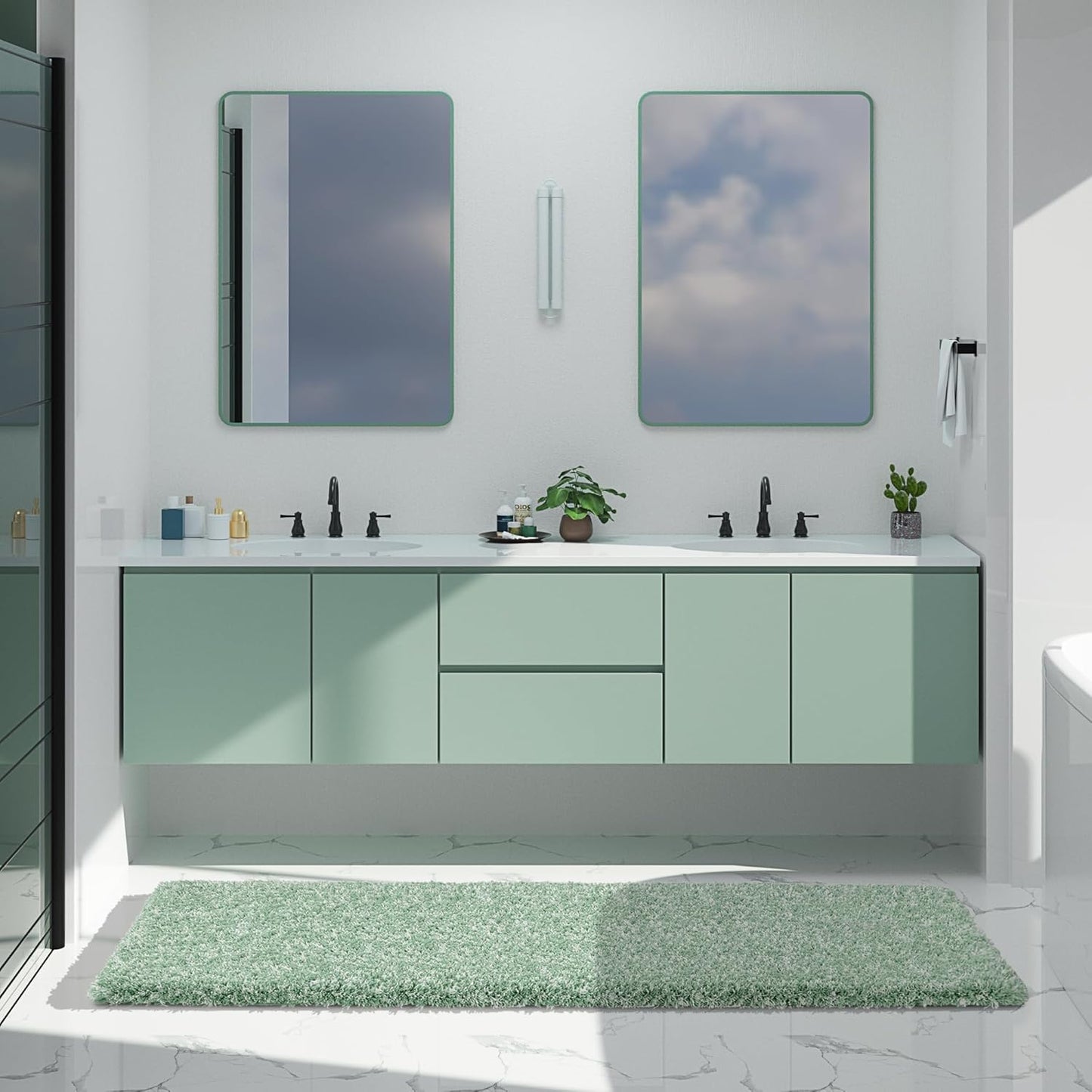 Yimobra Luxury Bathroom Rugs - Fluffy Non Slip Bath Mats