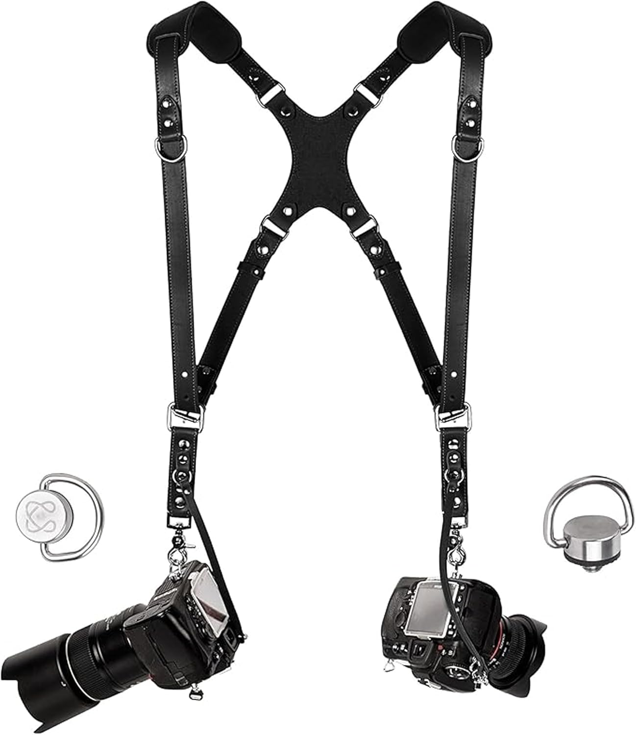 Dual Shoulder Leather Camera Harness for 2 Cameras - C Coiro