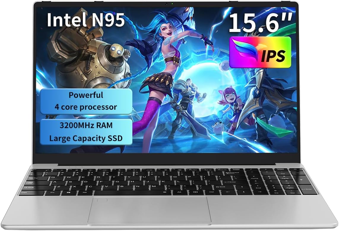 Gaming Laptop 15.6 FHD with Intel N95 and 16GB RAM for Performance