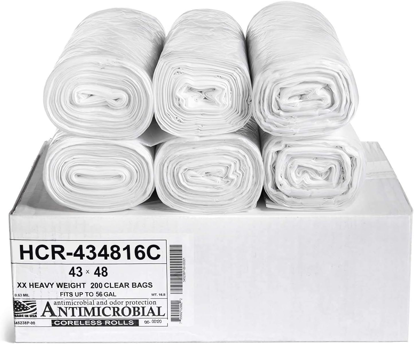 High Density Trash Bags 56 Gallon by Aluf Plastics - 200 Count