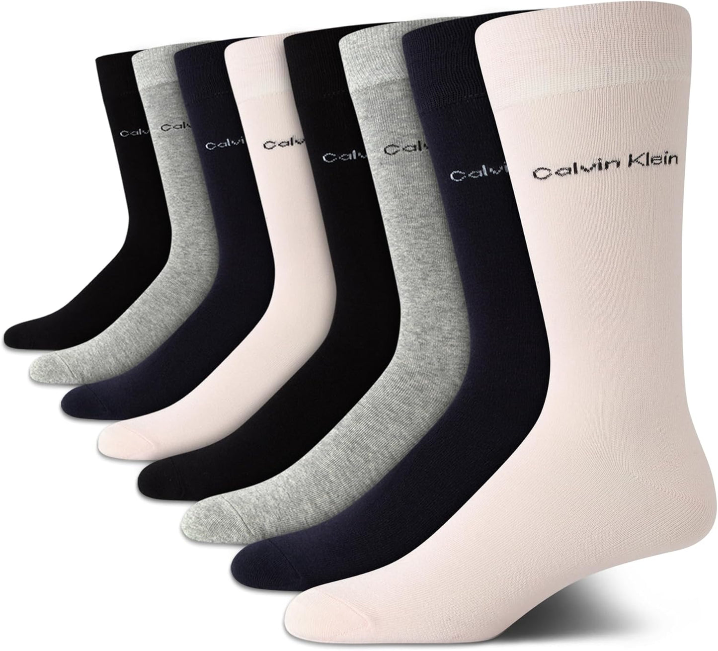 Calvin Klein Men's Dress Socks - 8 Pack Breathable Cotton Blend