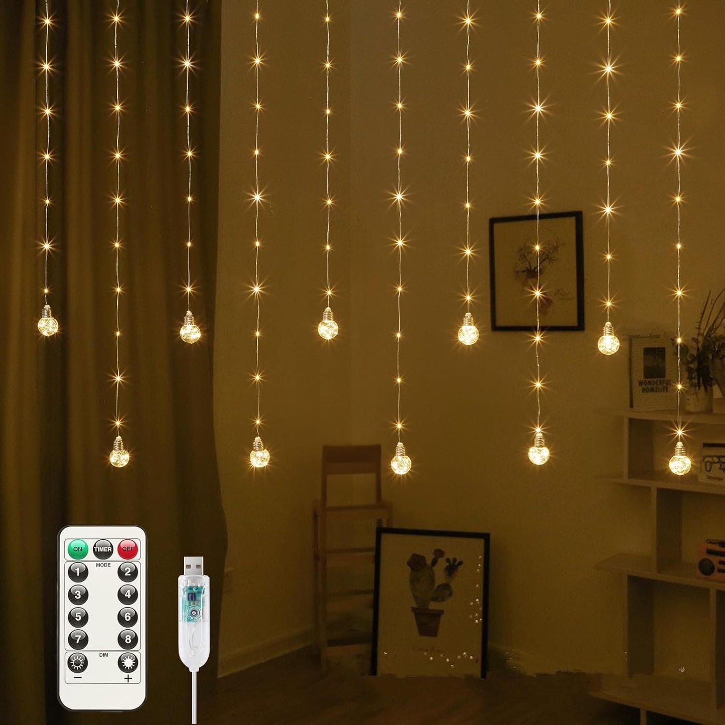 Remote-Controlled Minetom Fairy Lights - 9.8FT Warm White Glow
