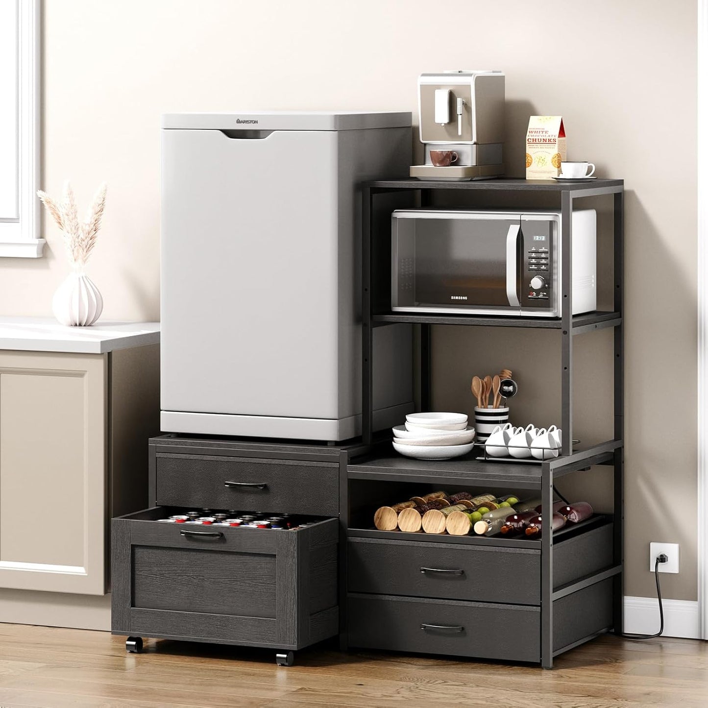 Herture Mini Fridge Stand - All-in-One Kitchen Organizer