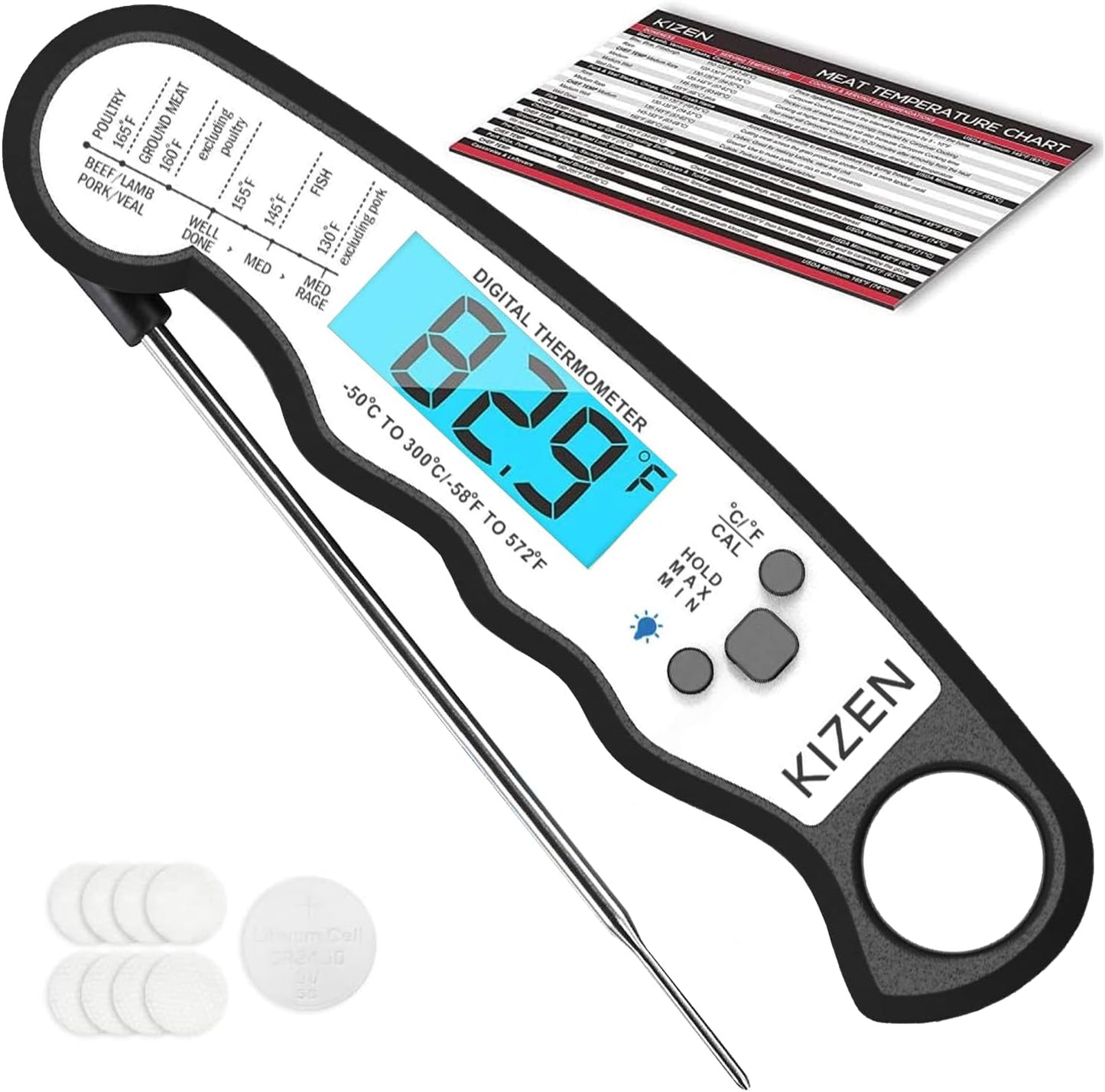 Kizen Digital Meat Thermometer - Instant Read for Perfect Cooking