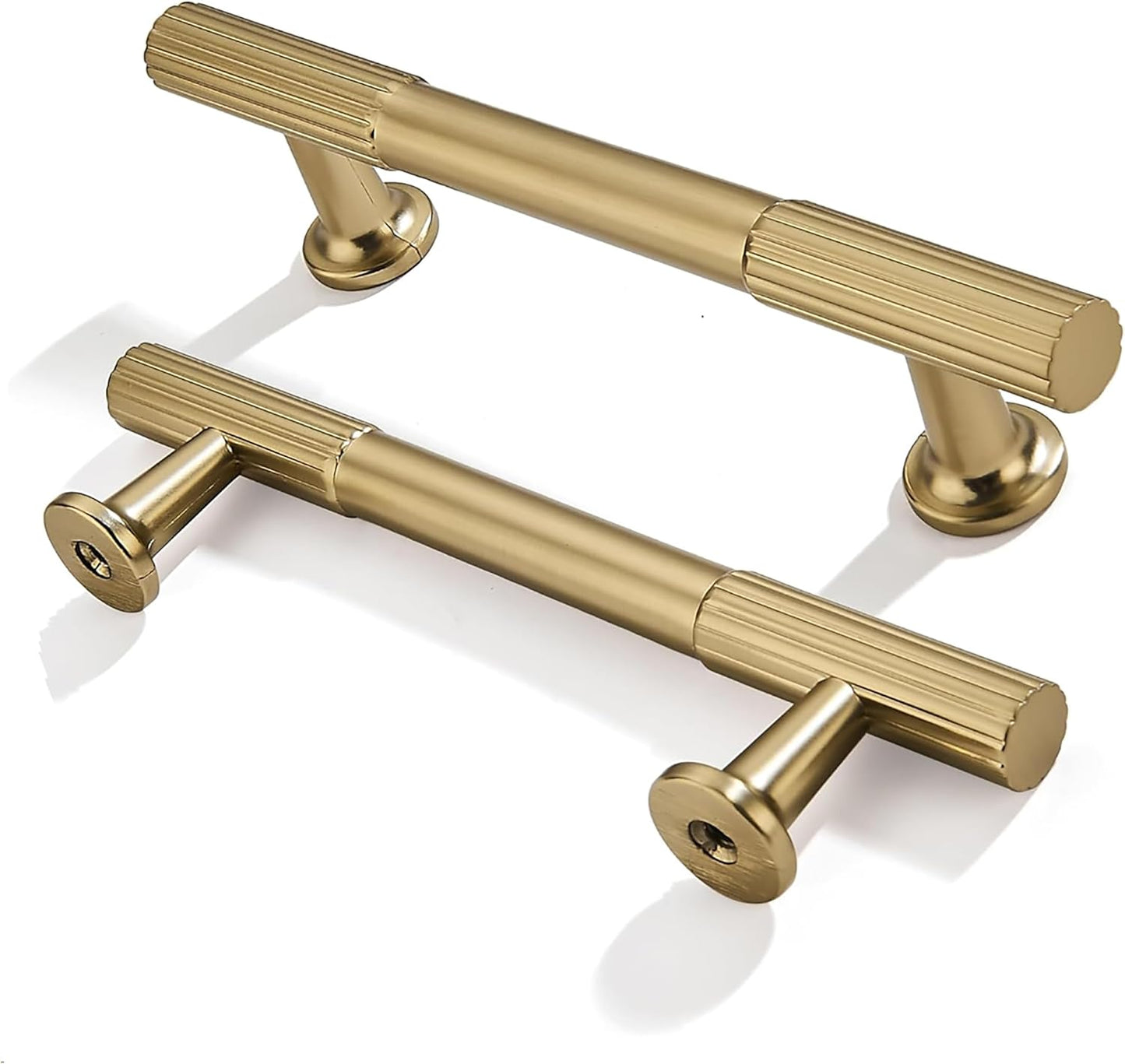 10Pack 4Inch Hole Center Brushed Brass Cabinet Pulls for Home