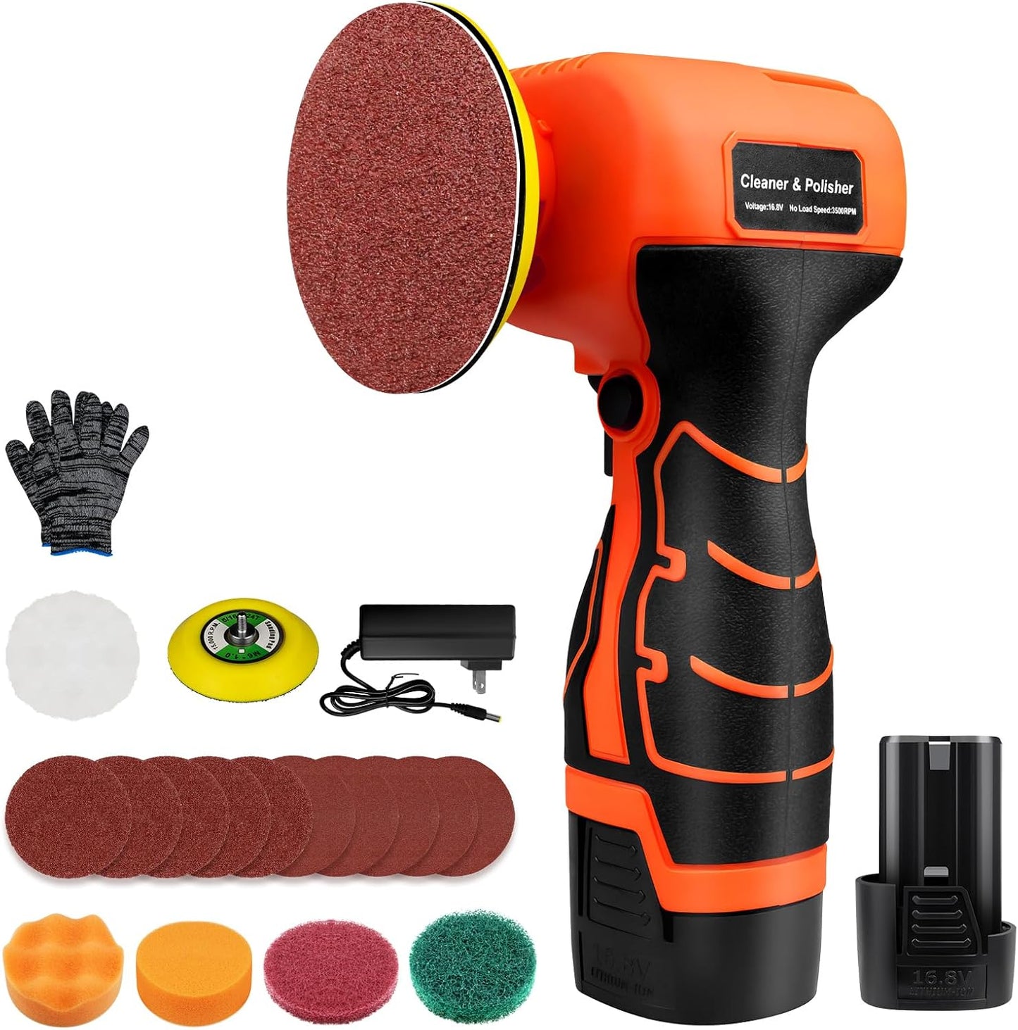 Cordless Sander with 16.8V Battery for Polishing and Cleaning
