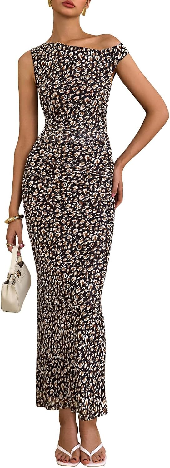 Floral One Shoulder Maxi Dress for Women Wedding Guest 2025