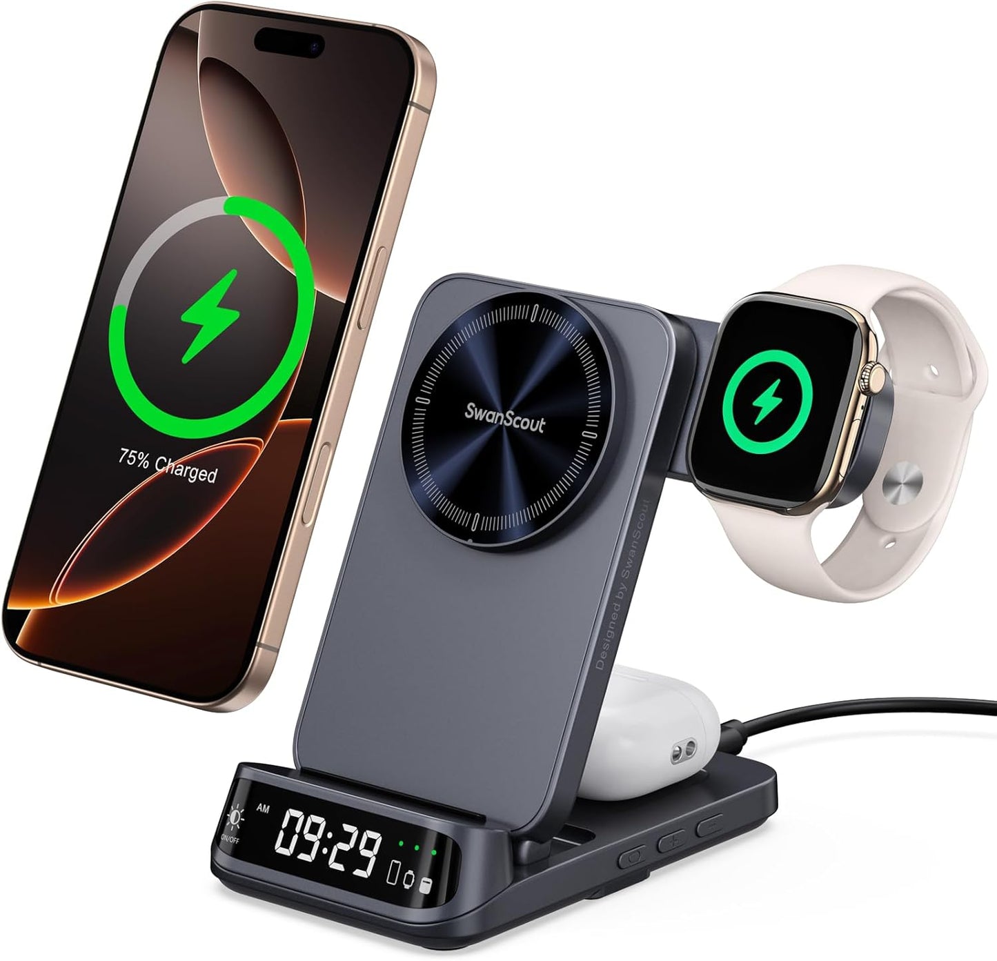 SwanScout Foldable 3-in-1 MagSafe Wireless Charger