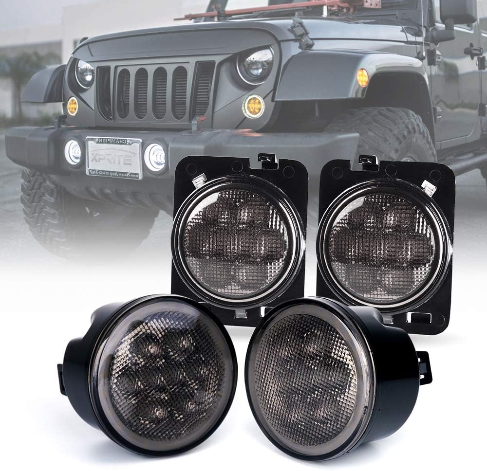 Xprite LED Turn Signal Lights with White DRL Halo for Jeep