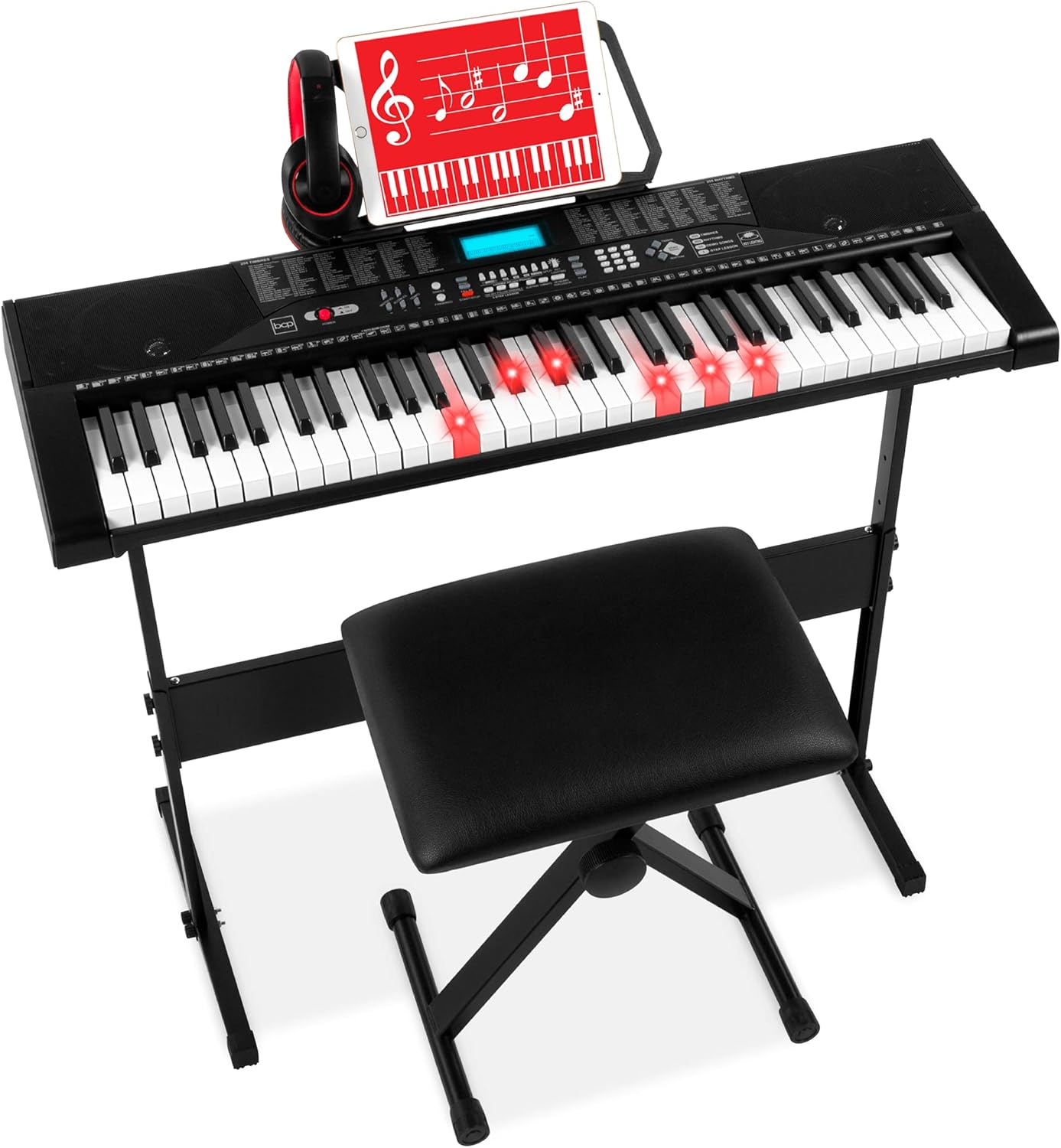 61-Key Beginner's Electronic Keyboard Set - Learn with Lighted Keys!