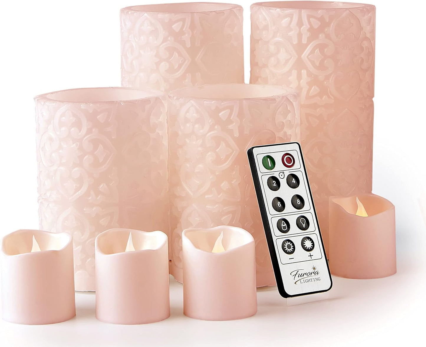 FURORA LIGHTING Pink Rome Real Wax LED Candles for Home Decor