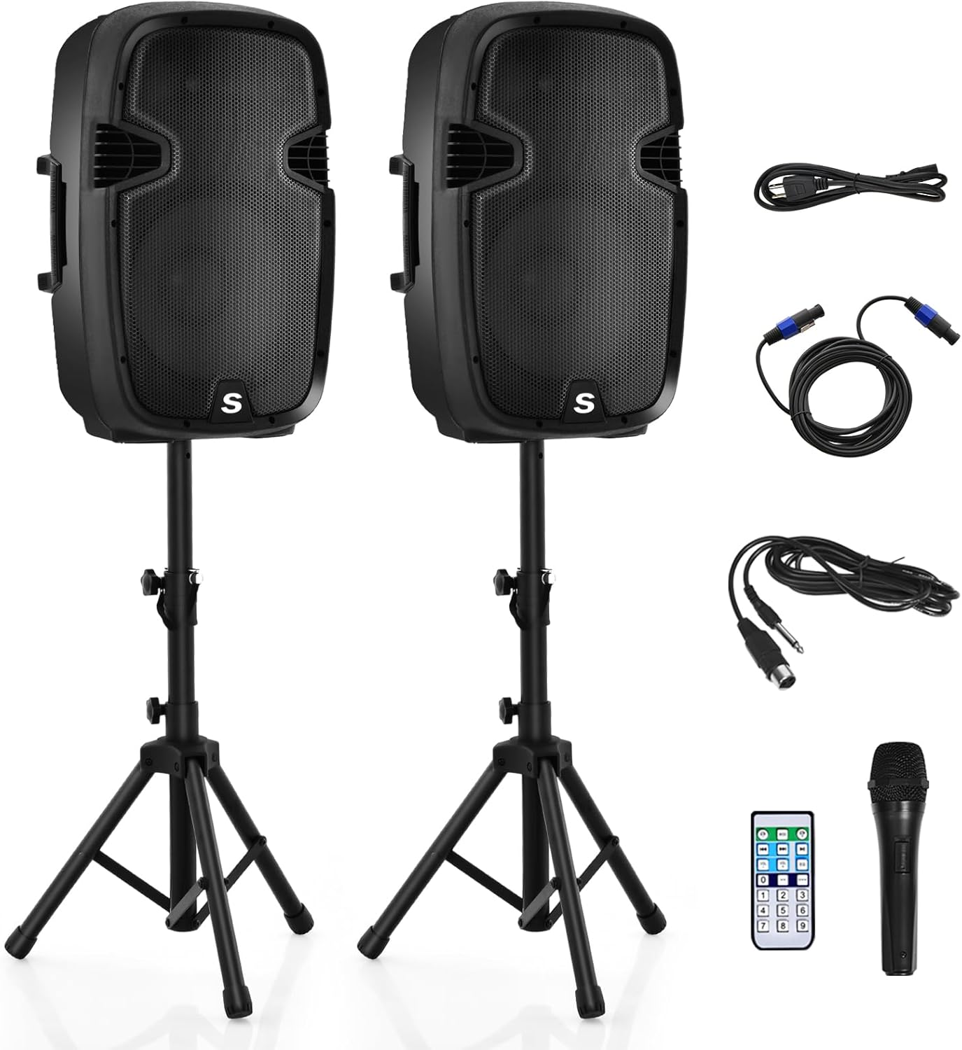 Costzon 2-Way Powered PA Speakers System Combo Set for Events