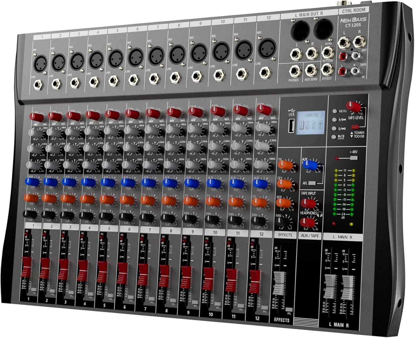 Professional 12 Channel Audio Mixer with Bluetooth and USB Interface