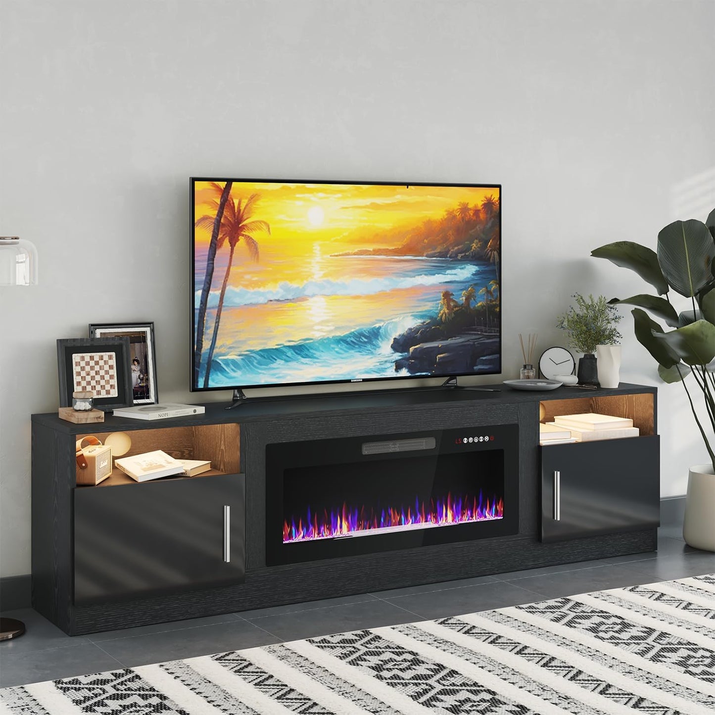 Fireplace TV Stand with 36in Fireplace for Up to 90in TVs