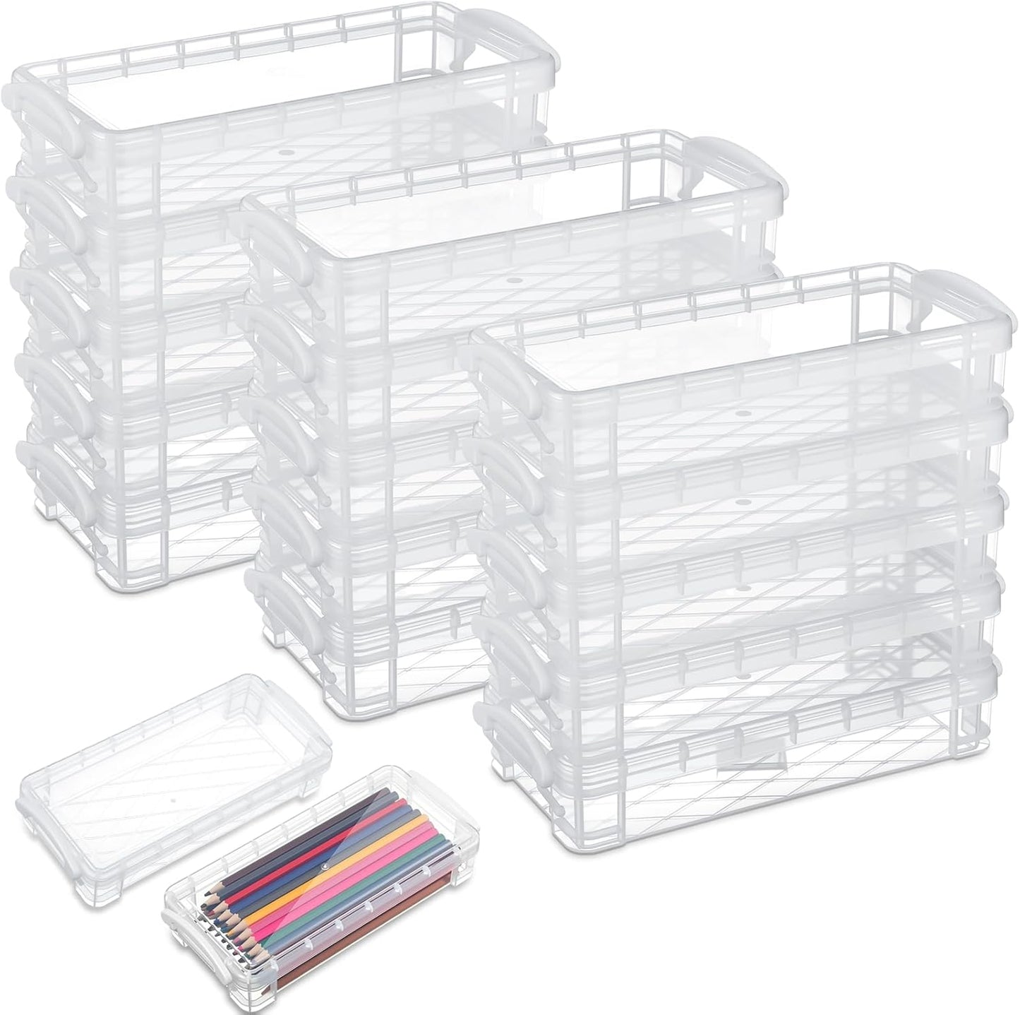 Large Capacity Plastic Pencil Box for Organized Stationery Storage