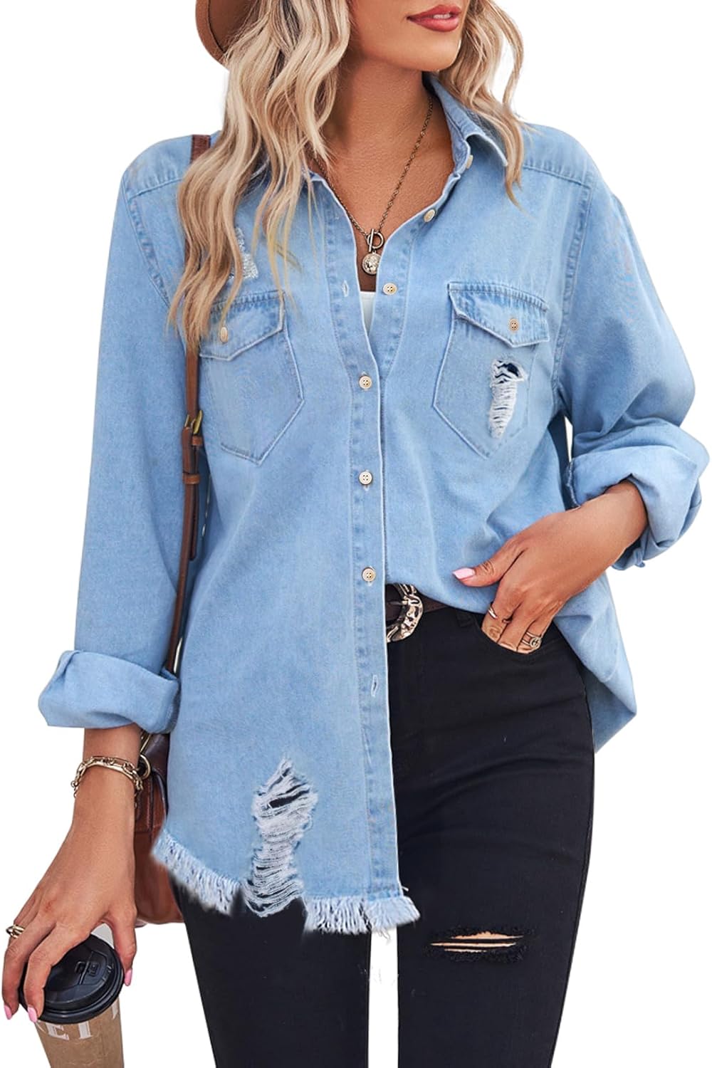 Zilcremo Women Denim Shirt for Stylish Casual Outfits
