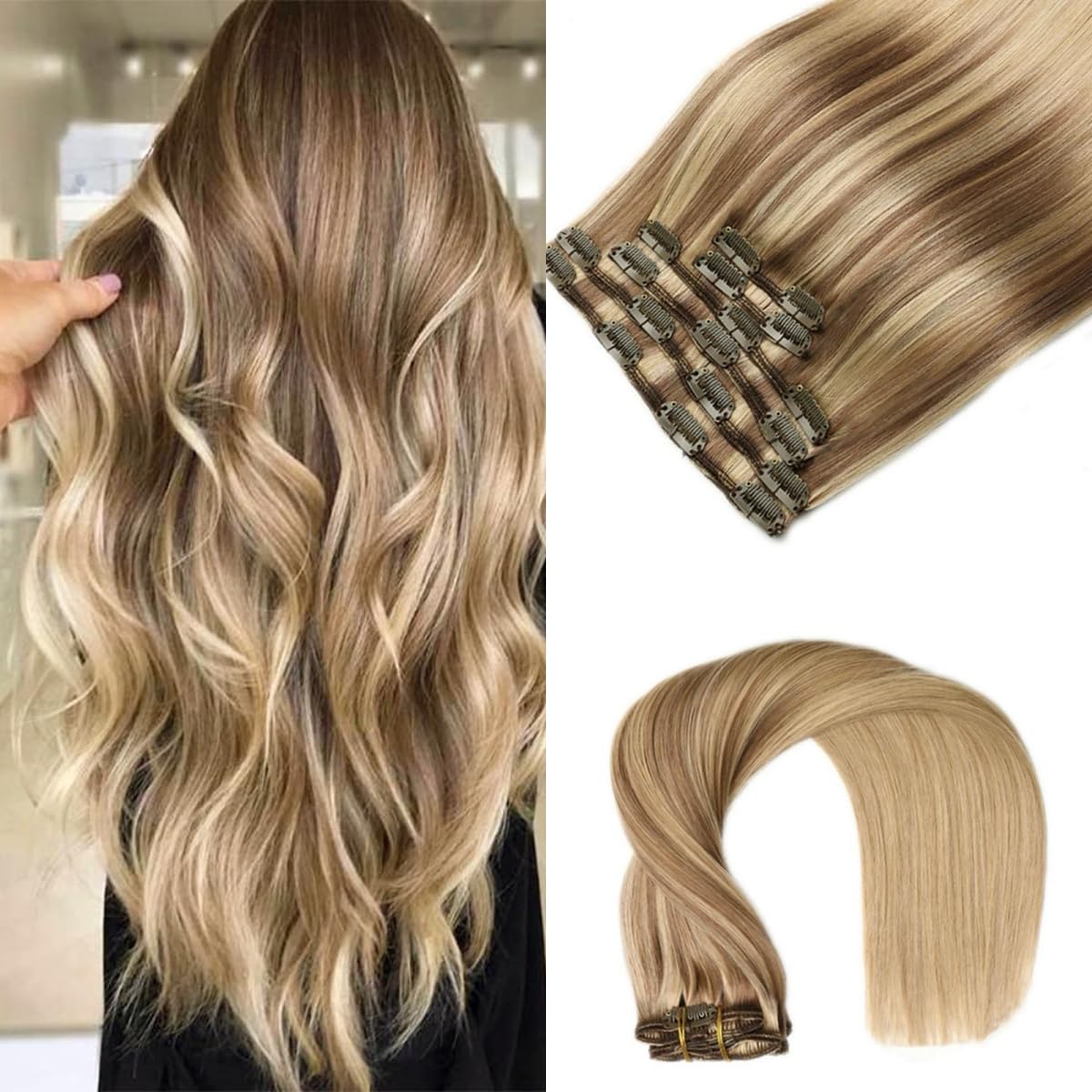 VINBAO Clip in Hair Extensions for Natural Balayage Style