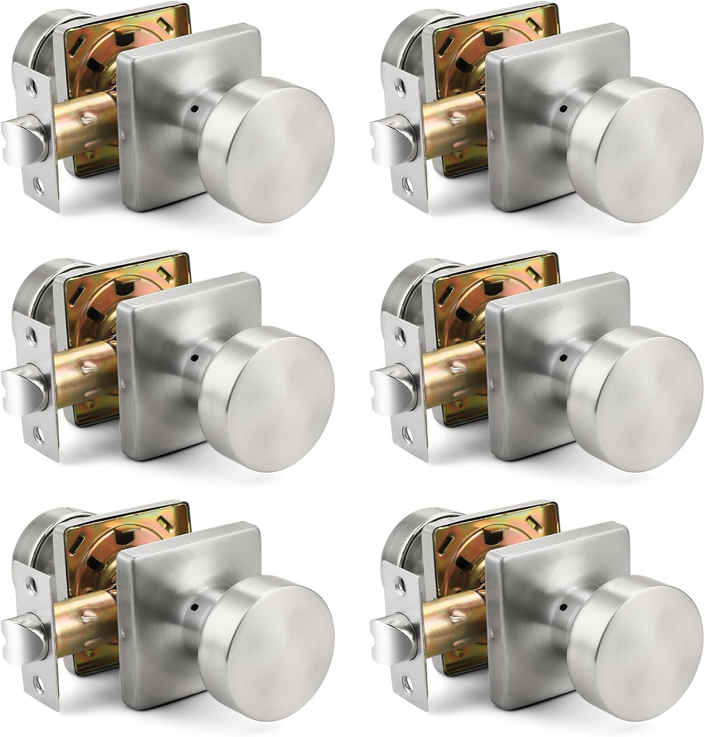 Probrico Passage Door Knobs 6 Pack in Brushed Nickel Finish