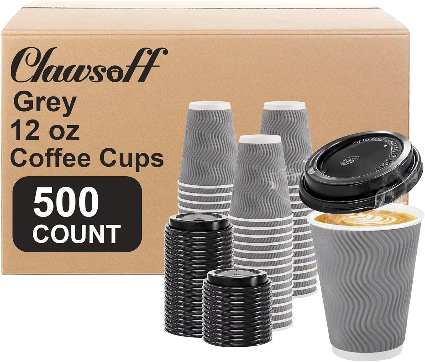 500 Pack Disposable Insulated Ripple Wall Coffee Cups 12oz