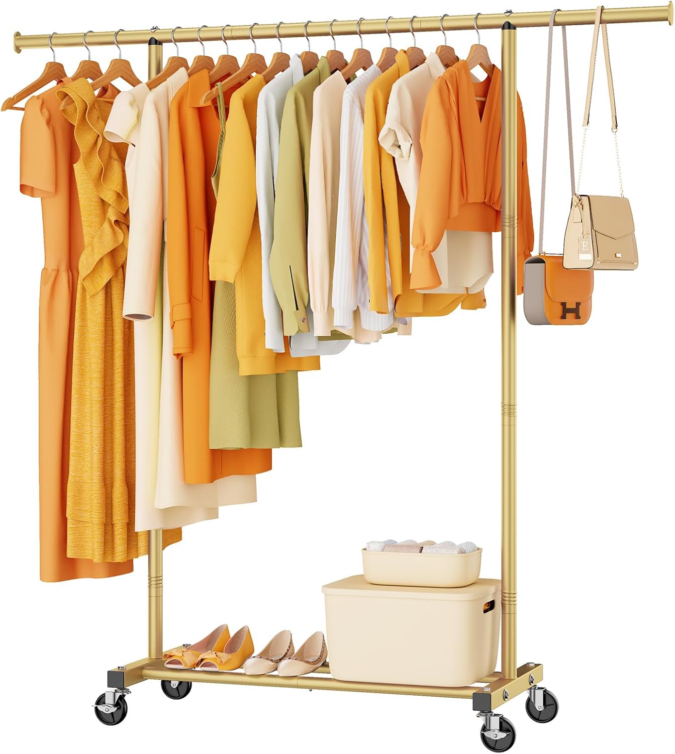 Portable Rolling Clothing Rack with Wheels for Easy Storage