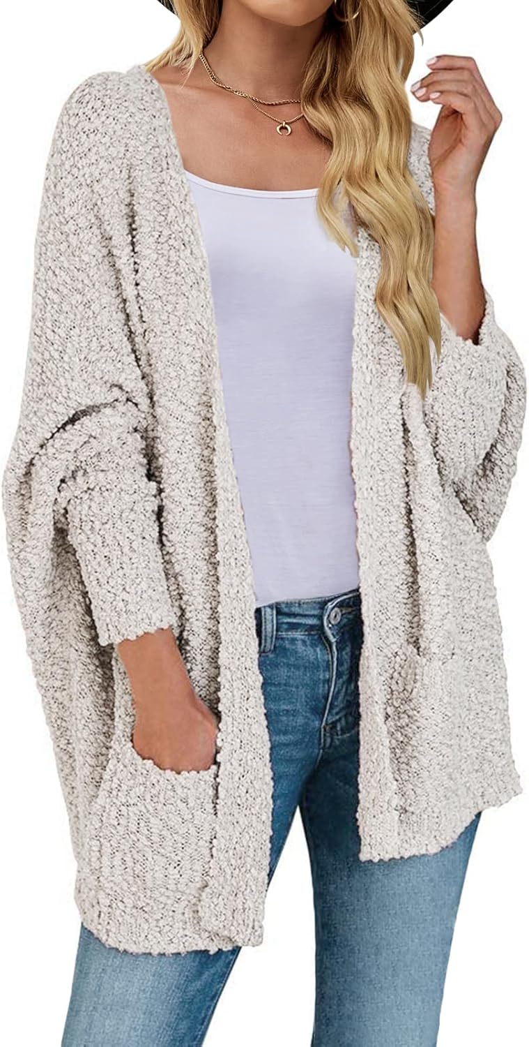 MEROKEETY Women's Winter Fuzzy Popcorn Cardigan Sweater Coat