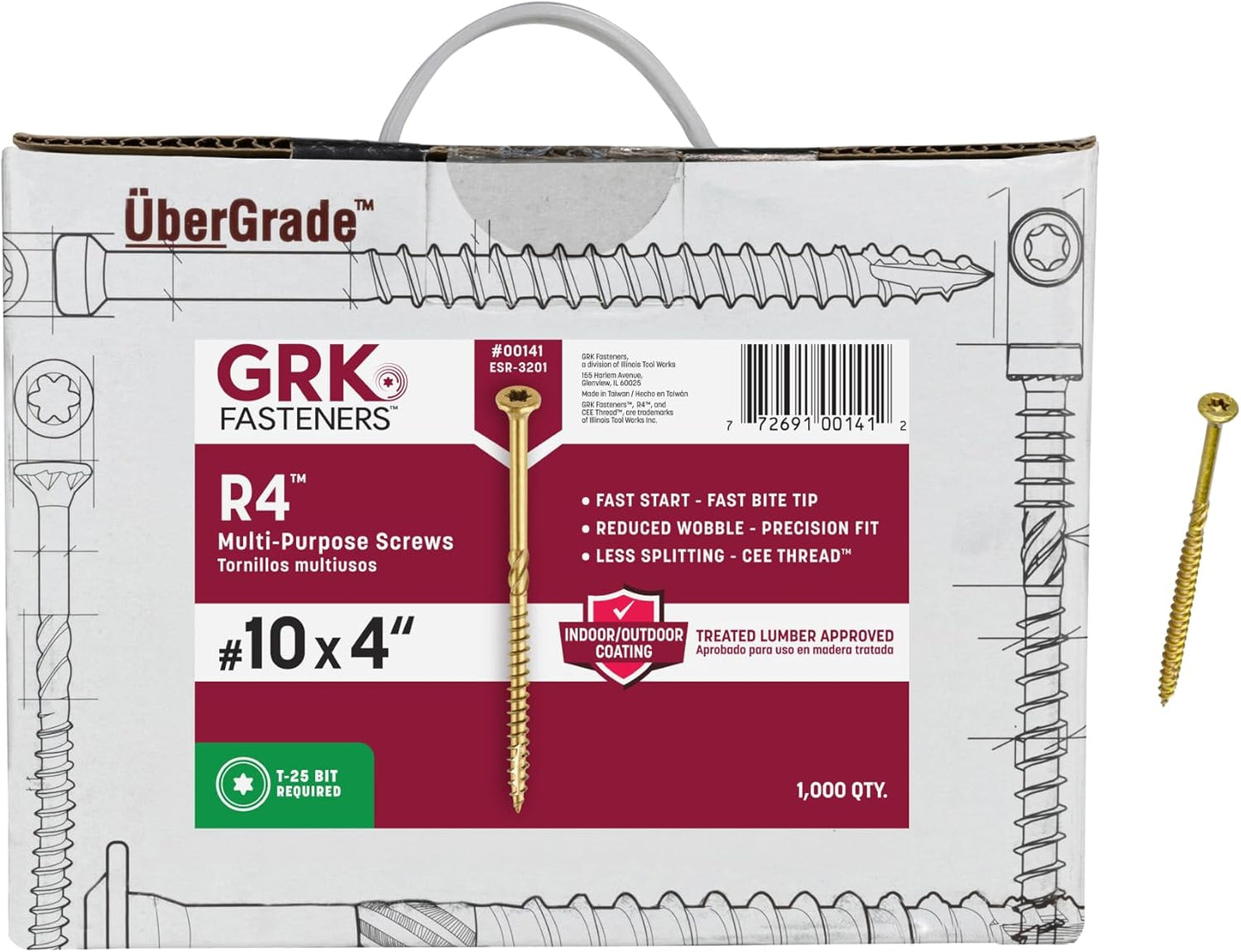 GRK Fasteners R4#10 x 4 Inch Screws for Outdoor Projects