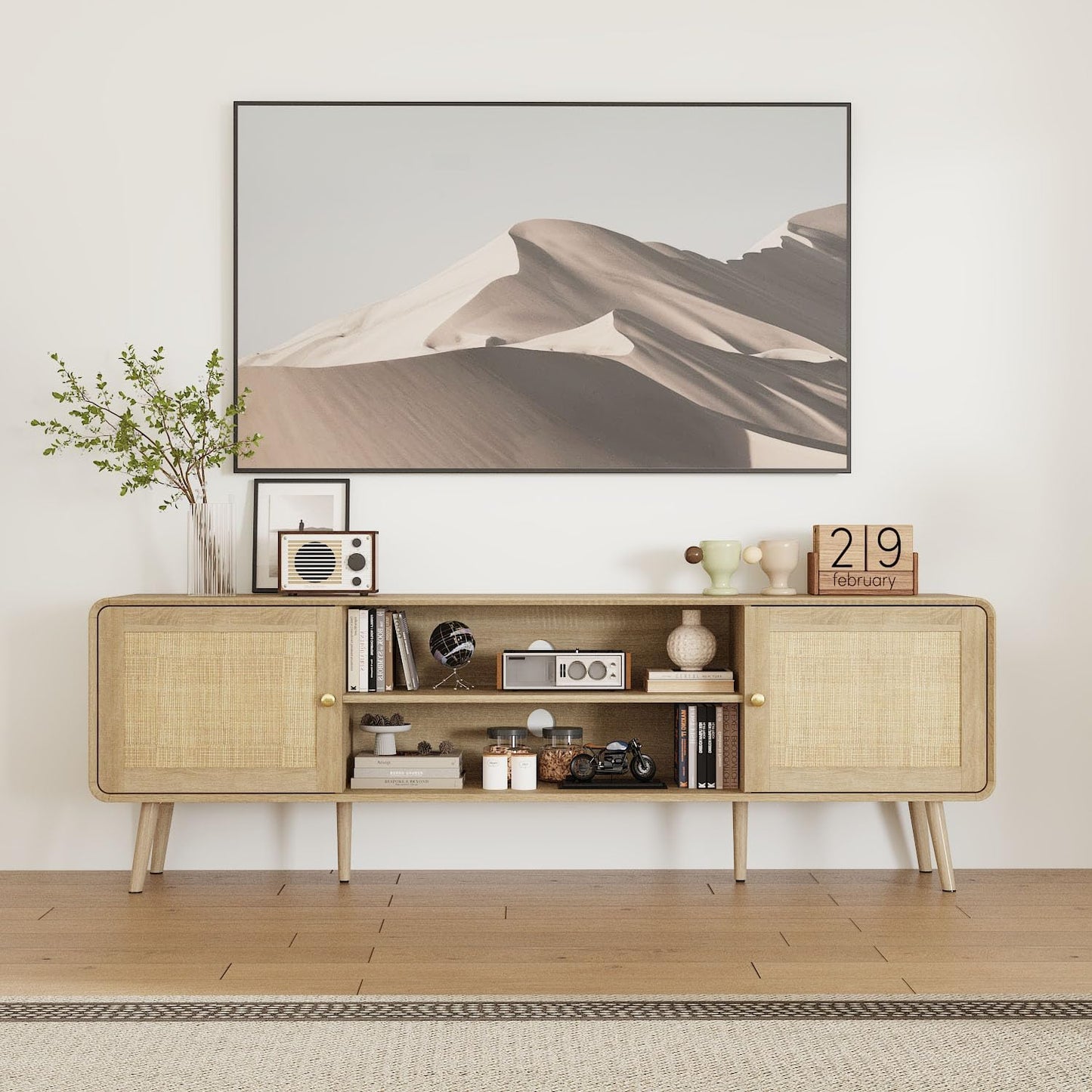Mid Century TV Stand with Storage - Timechee