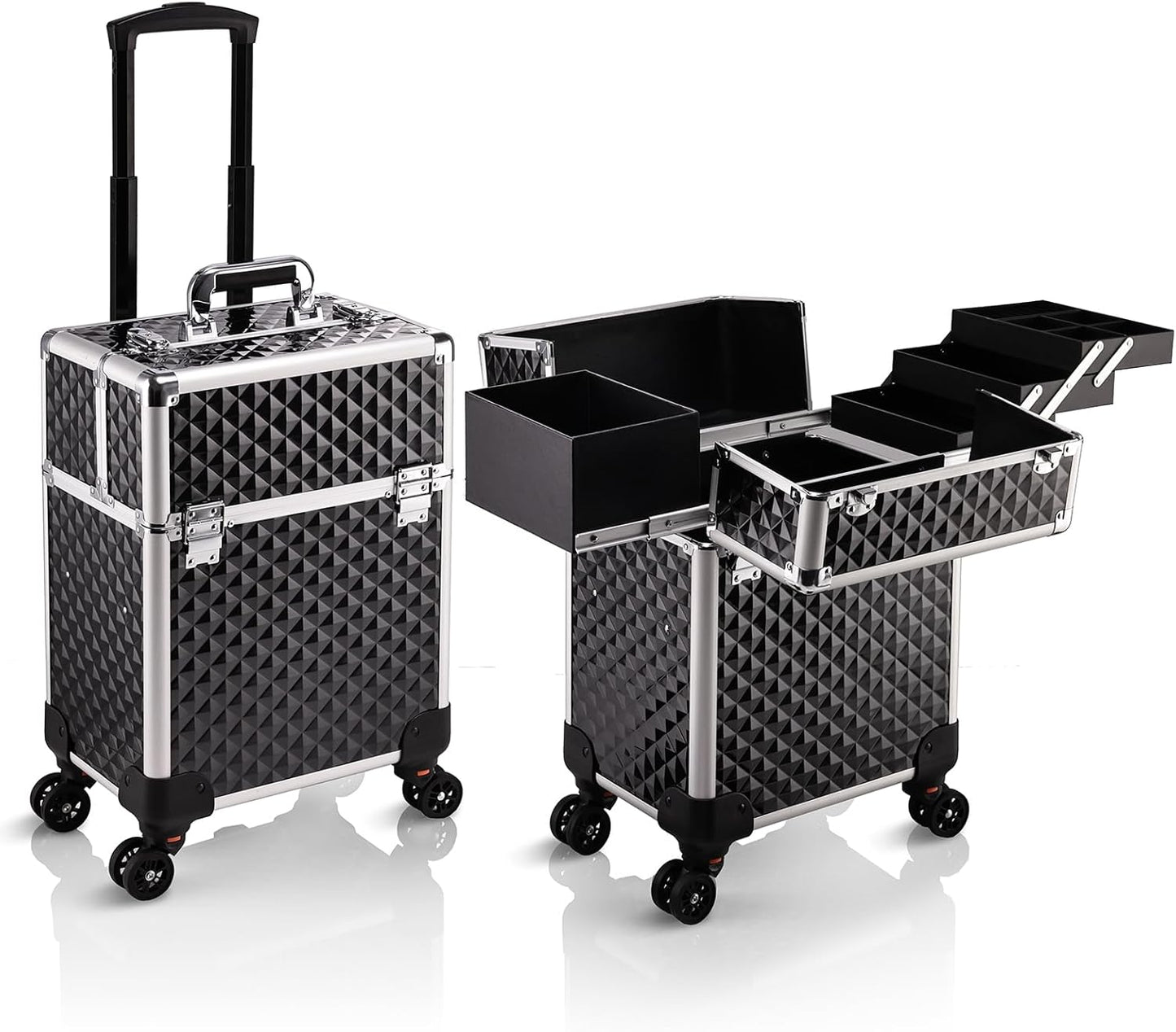 Versatile Rolling Makeup Case for Travel and Storage Needs
