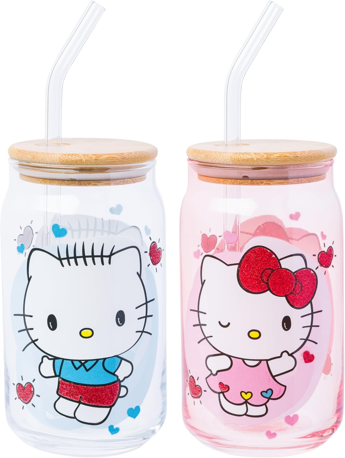 Hello Kitty and Friends 2 Pack Glass Jar Tumblers with Lids