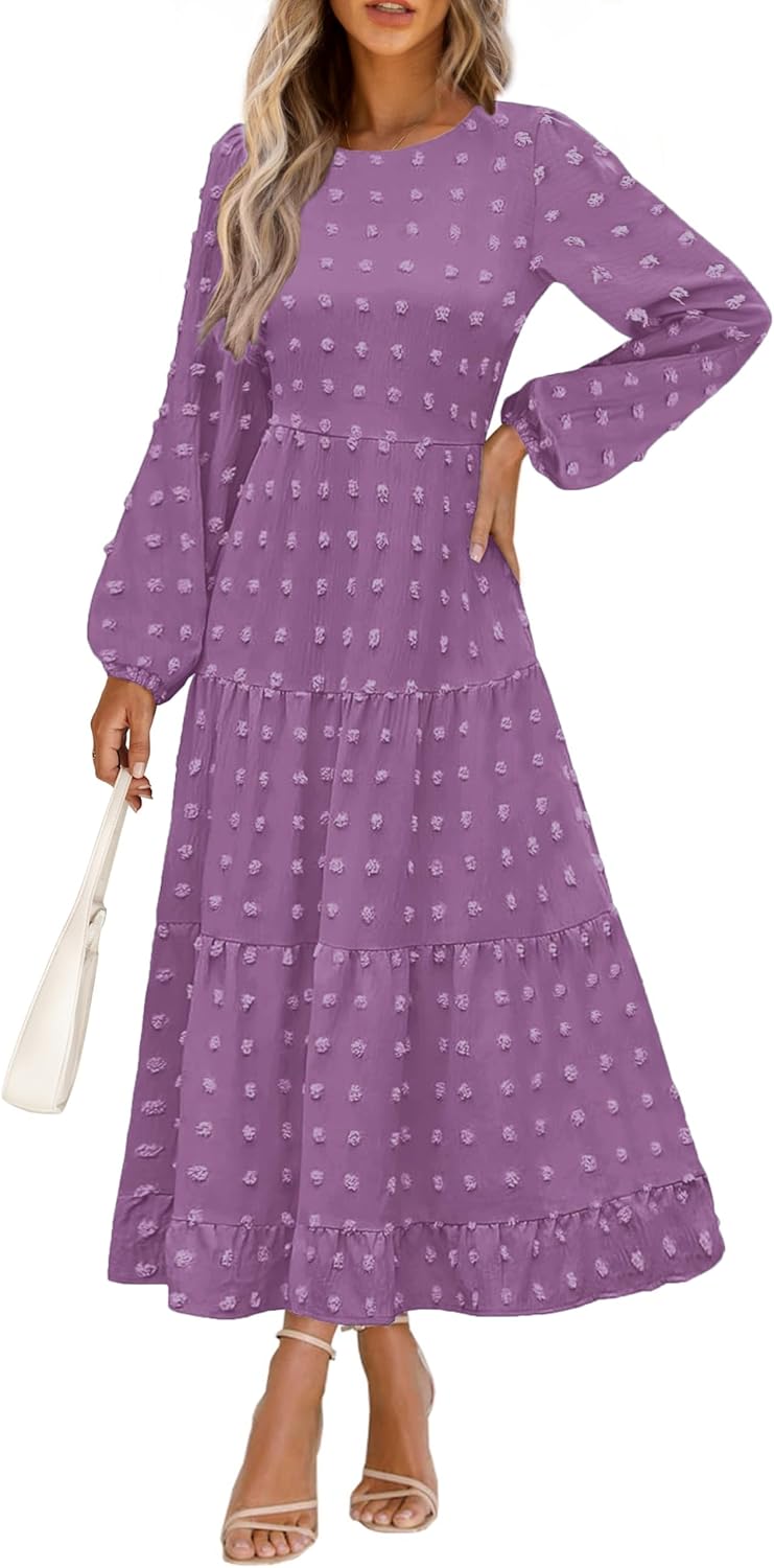 Elegant Long Sleeve Maxi Dress for Women - Flowy Casual Style