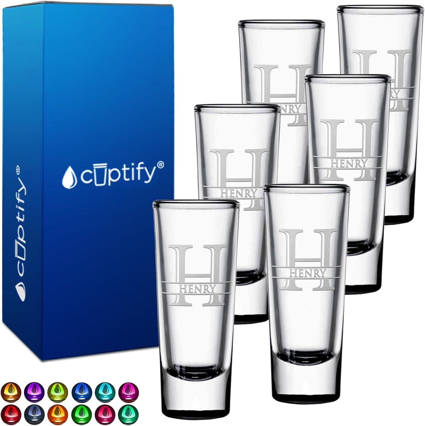 Personalized Shot Glasses Set of 6 for Weddings and Parties