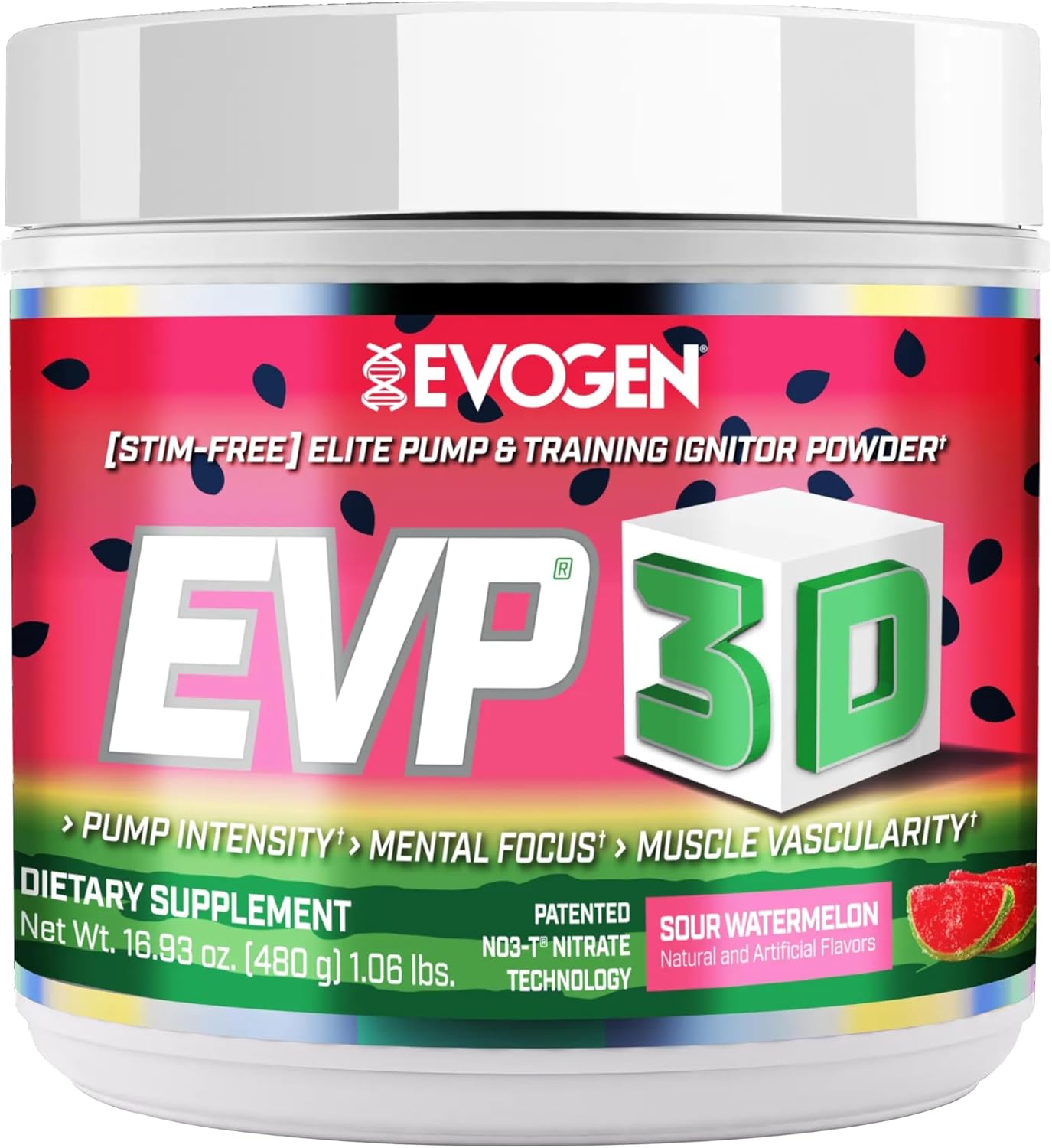 Evogen EVP 3D Stim Free Pre Workout Powder for Energy & Pump