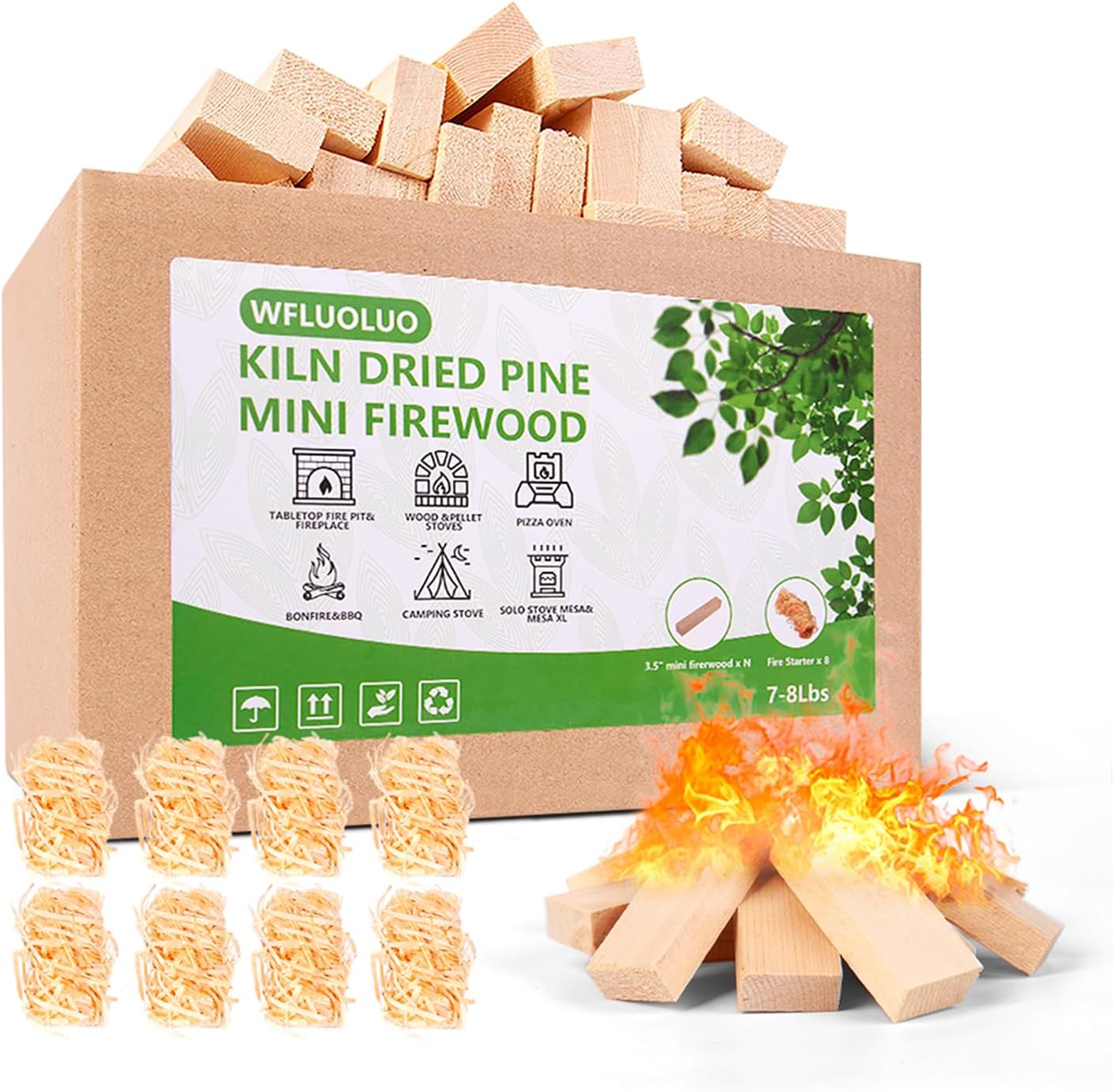 Mini Firewood with 8PCS Fire Starters for Solo Stove Mesa