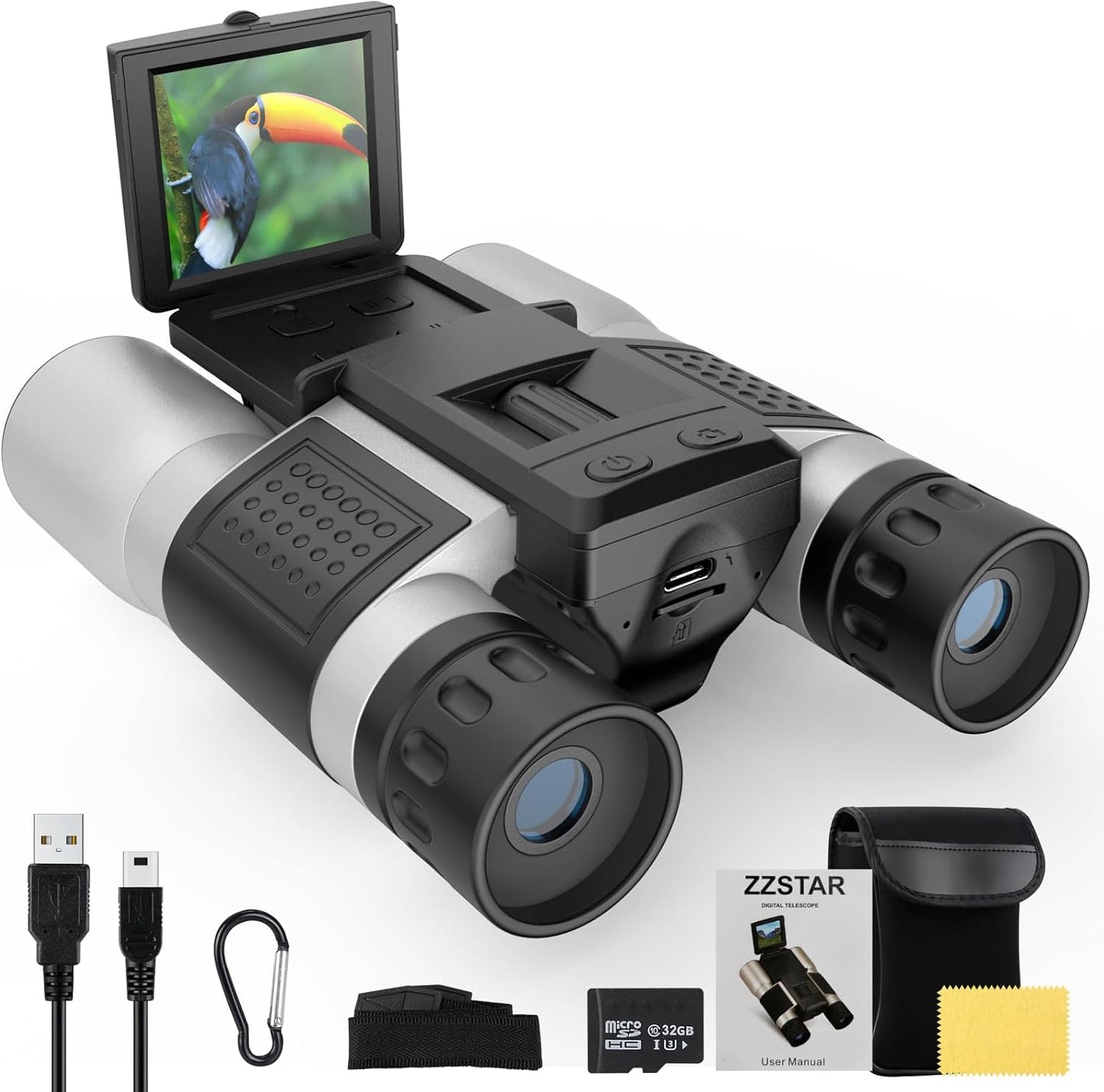ZZSTAR 12x32 Binoculars with Camera for Bird Watching and Travel