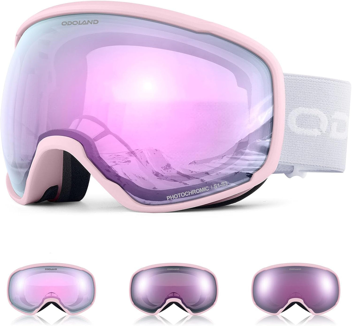 Odoland Photochromic Ski Goggles for All Weather Conditions