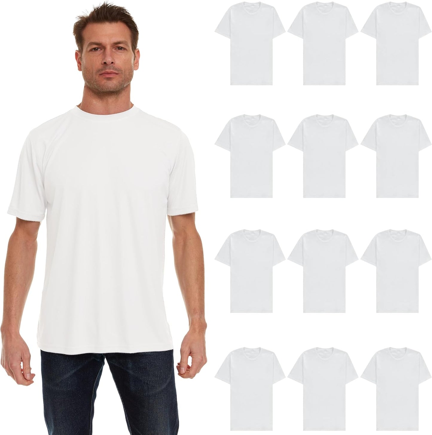 Plus Size Men's Cotton T-Shirts Bulk Big & Tall 12 Pack