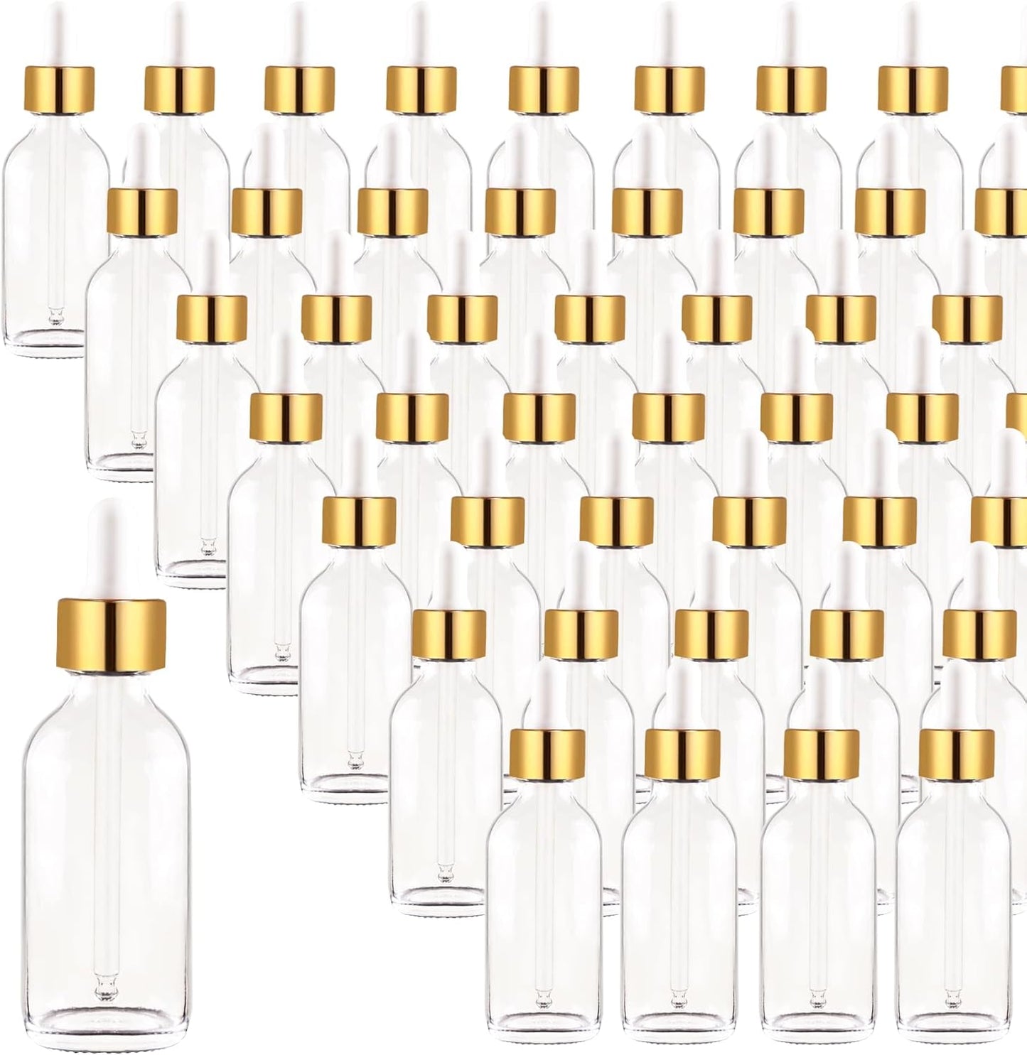48 Pack 2oz Clear Glass Dropper Bottles for Essential Oils