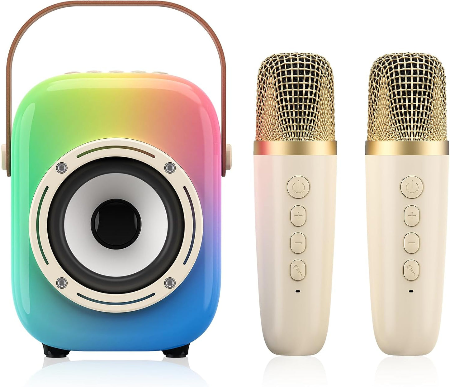 Portable Karaoke Fun: Bluetooth Speaker Set with 2 Wireless Mics & Light Show
