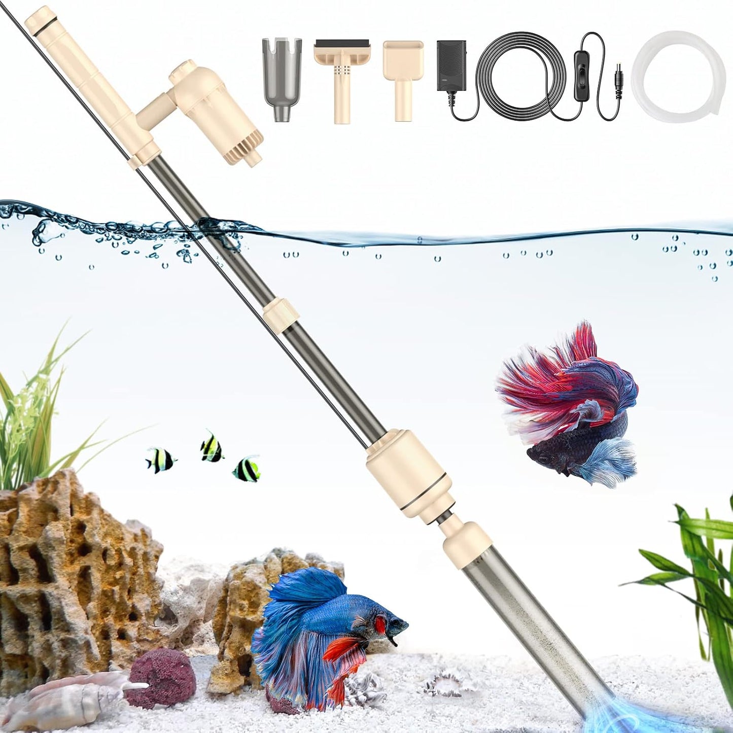 AKKEE Aquarium Vacuum Gravel Cleaner: Efficient 6-in-1 Tool