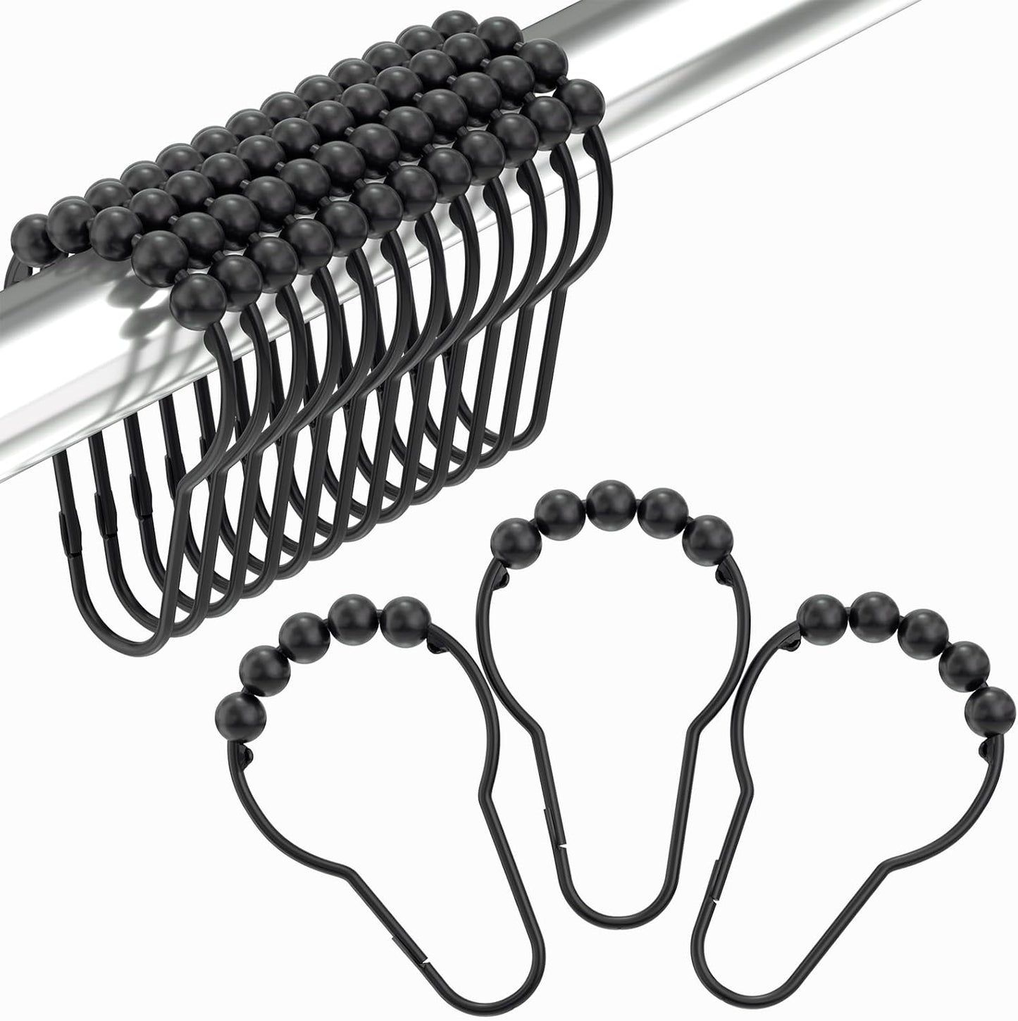 Rust-Proof Stainless Steel Shower Hooks - Set of 12