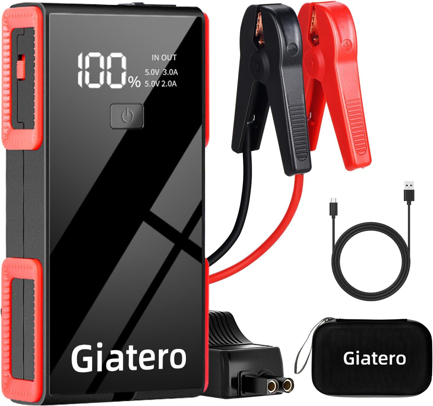 Portable Car Jump Starter - 10L Gas/8L Diesel - 12V Boost