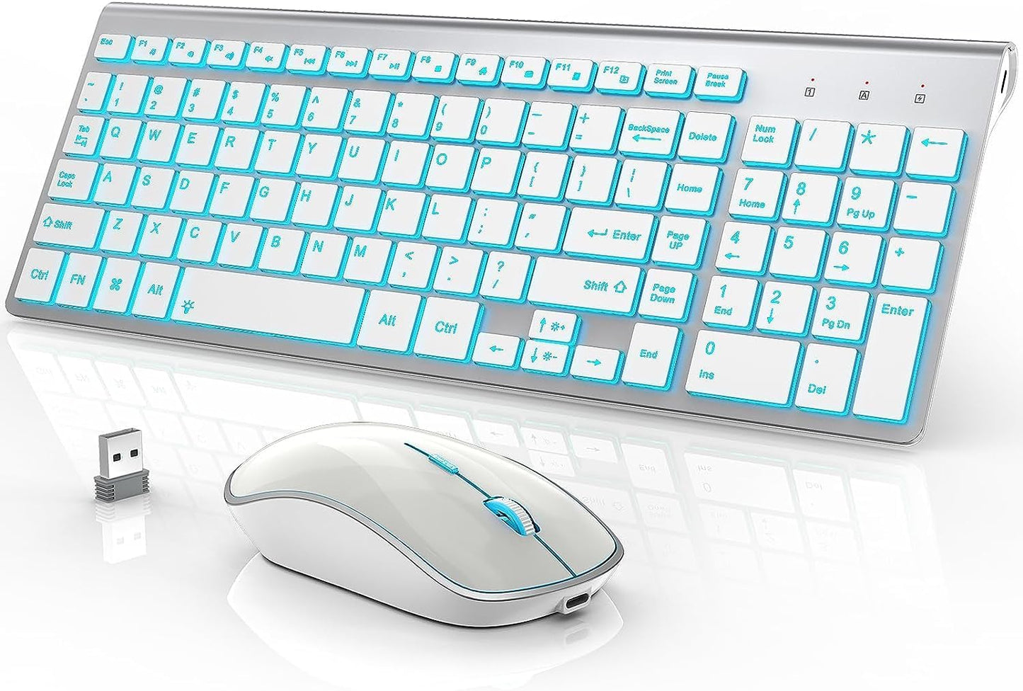 JOYACCESS Backlit Wireless Keyboard & Mouse - Quiet, Rechargeable