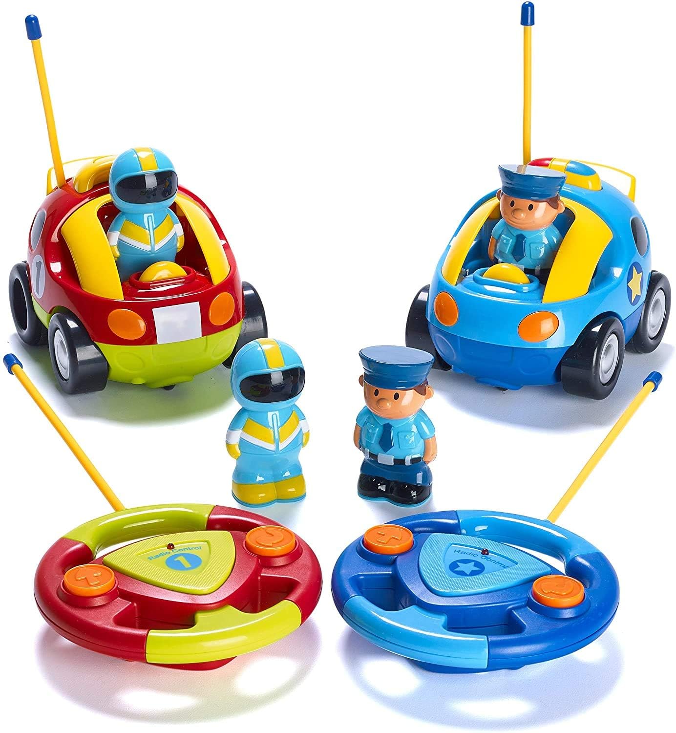 Prextex 2-Pack RC Police & Race Cars - Easy Control, Fun for Kids