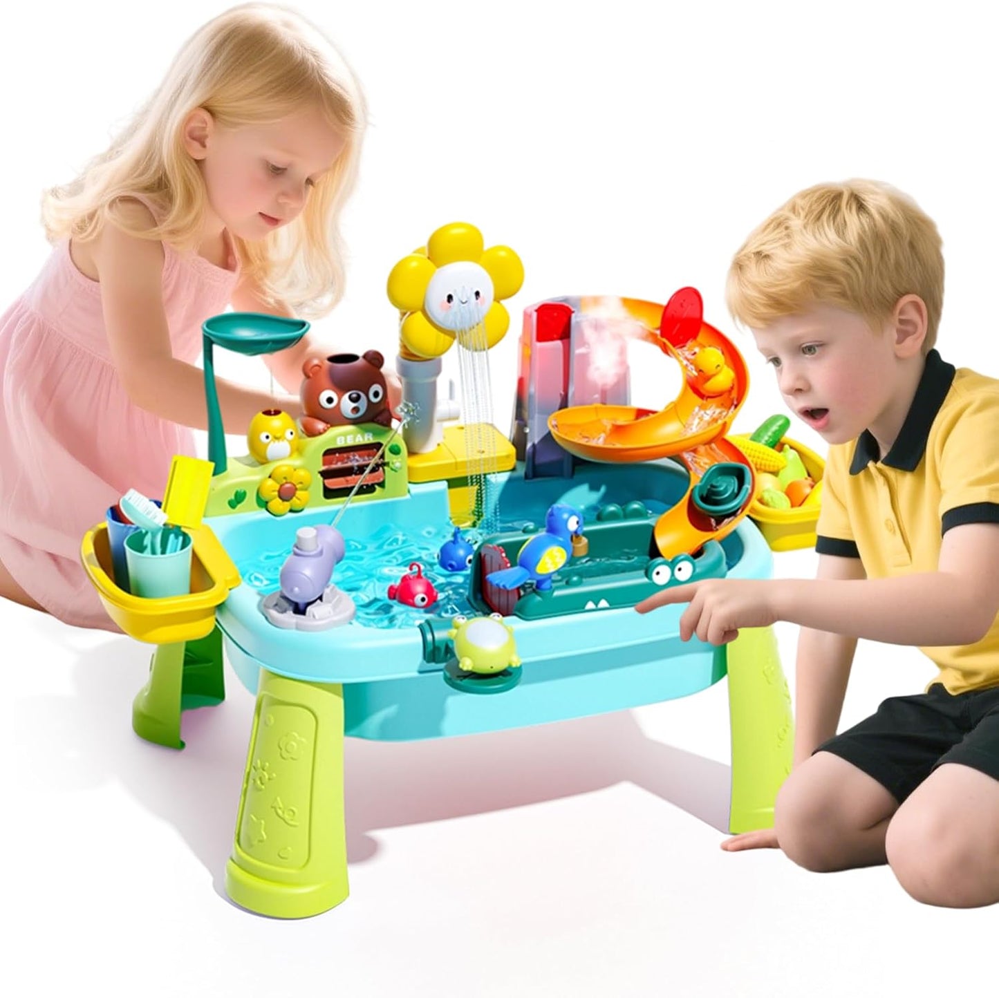 2026 Upgraded Toddler Sand Water Table Toy with Electric Pump