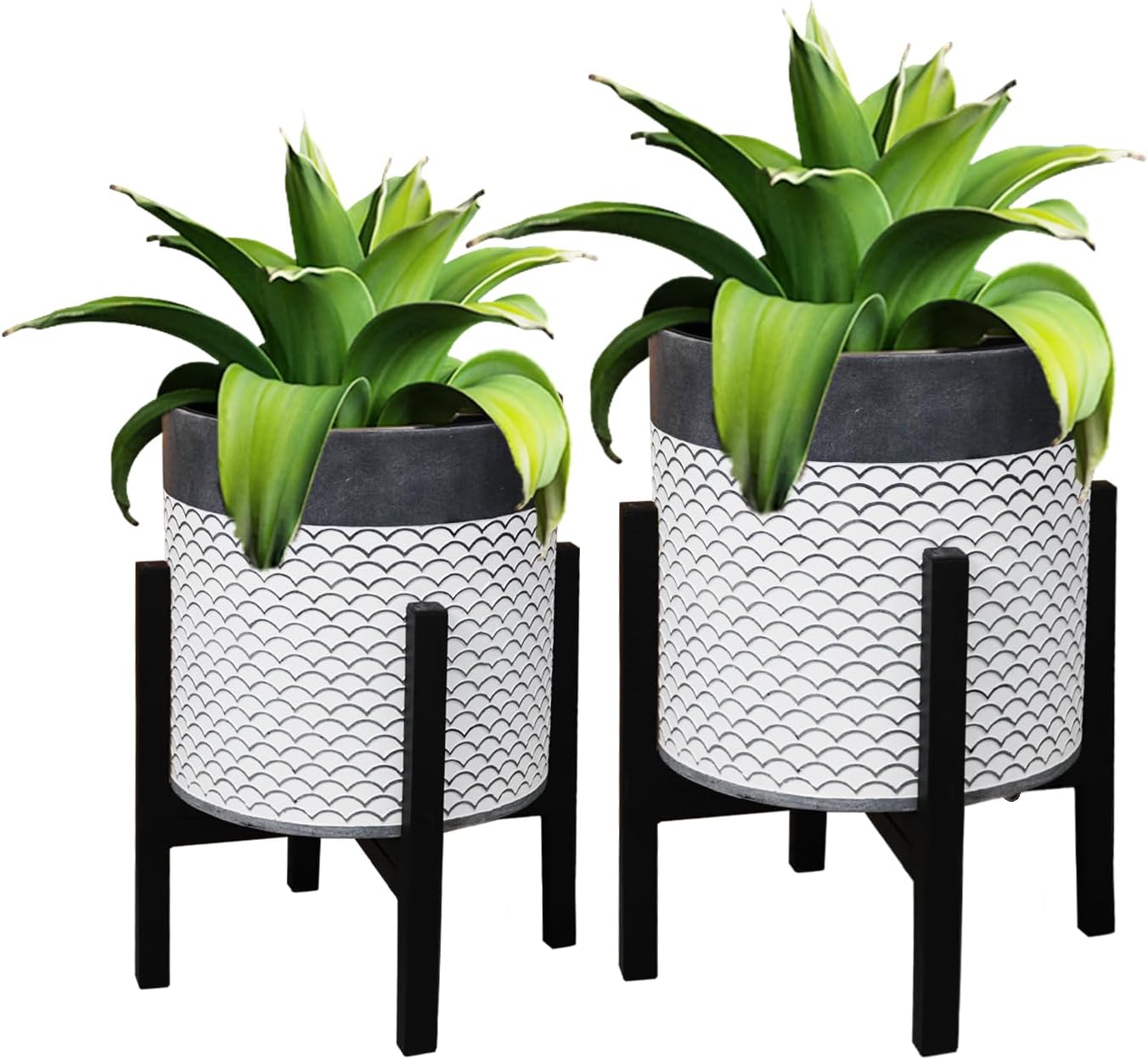 Mid Century Planter with Stand Set of 2 for Indoor Plants