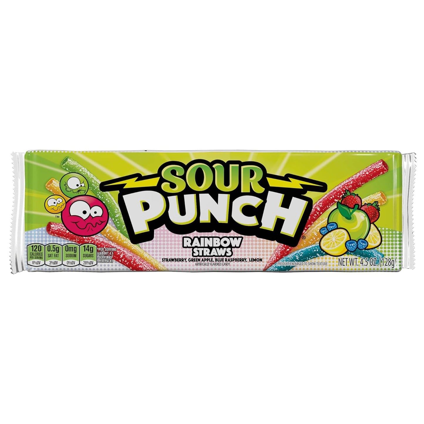 Rainbow Sour Punch Straws, Chewy Sweet & Sour Candy Treats